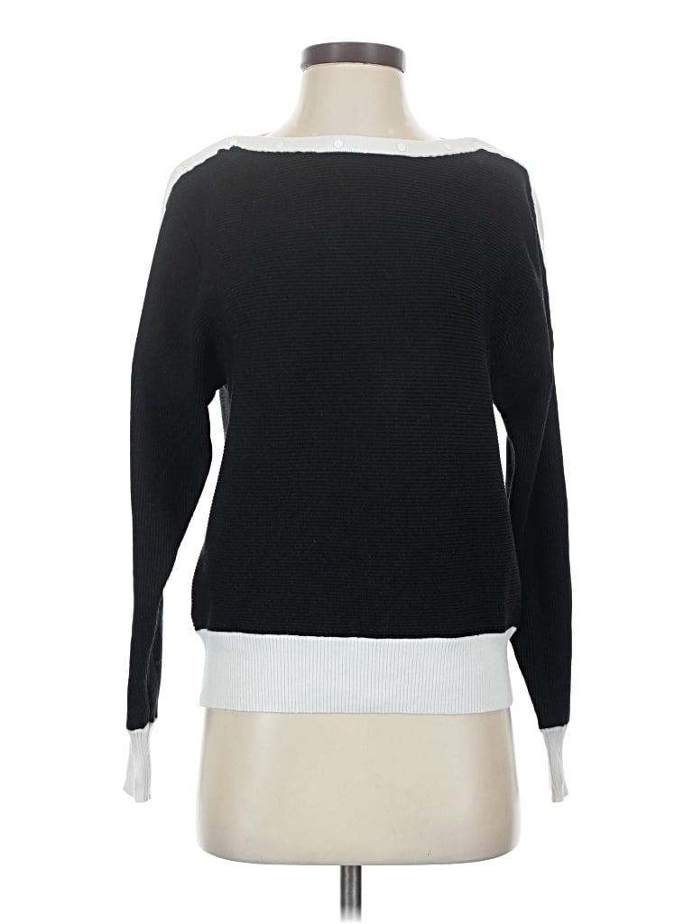 Pre-owned Blanc Noir Long Sleeve Top Black Boatneck Tops