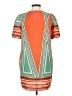 Yumi 100% Polyester Graphic Orange Casual Dress Size 2 - photo 2