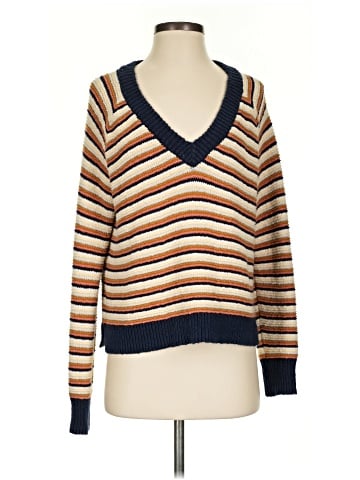 Madewell Arden V-Neck Crop Pullover Sweater in Stripe (view 1)