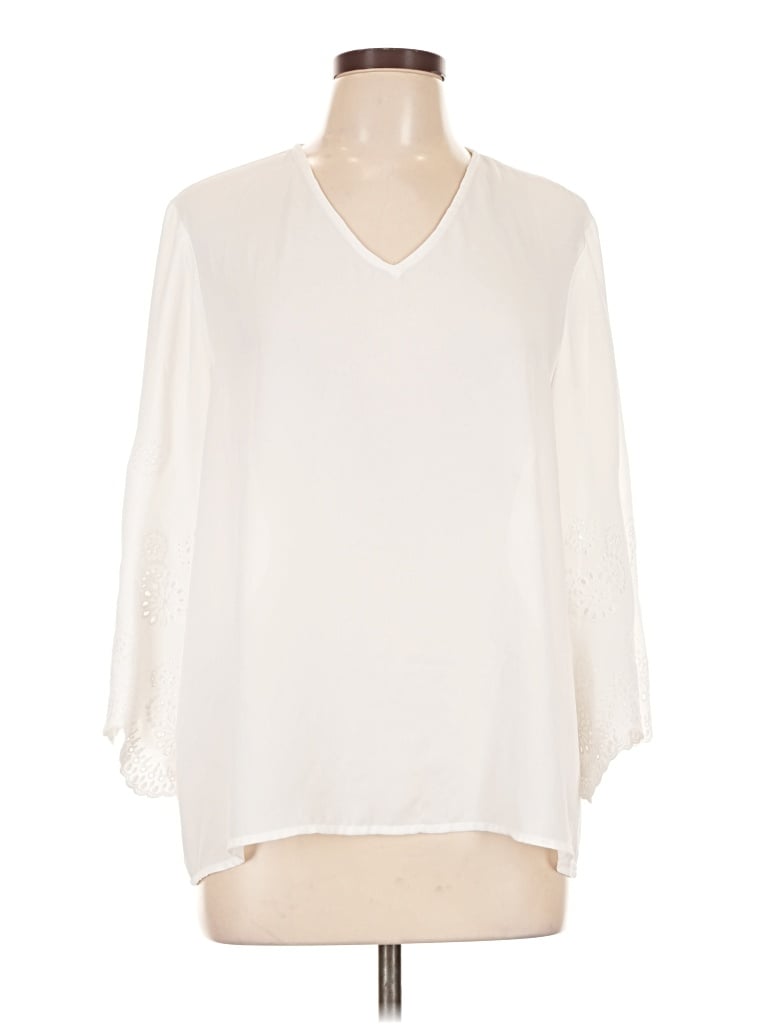 Pre-owned Easywear By Chico's 3/4 Sleeve Blouse In Ivory