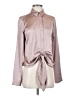 Express 100% Polyester Metallic Tan Long Sleeve Blouse Size S - photo 1