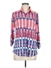 David Cline Color Block Pink 3/4 Sleeve Button-Down Shirt Size M - photo 1