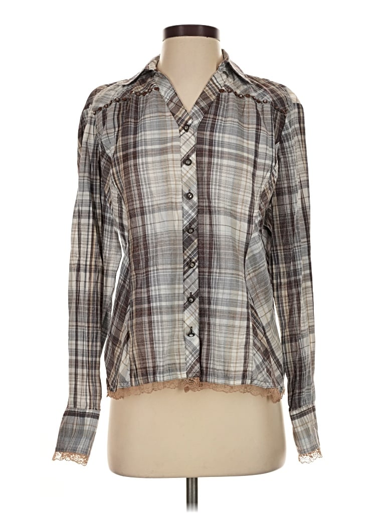 Pre-owned Coldwater Creek Long Sleeve Blouse In Gray