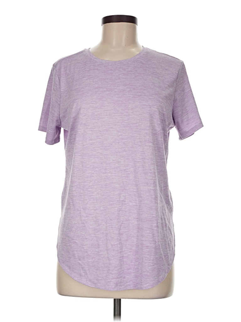 Pre-owned Skechers Short Sleeve Top Purple Crew Neck Tops
