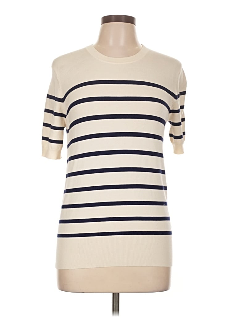Pre-owned Zara Short Sleeve Turtleneck In Ivory