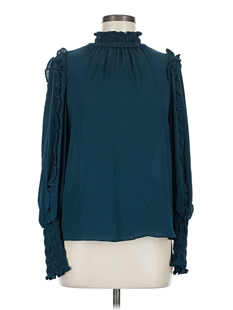 Pre-owned Max Studio Long Sleeve Blouse In Teal