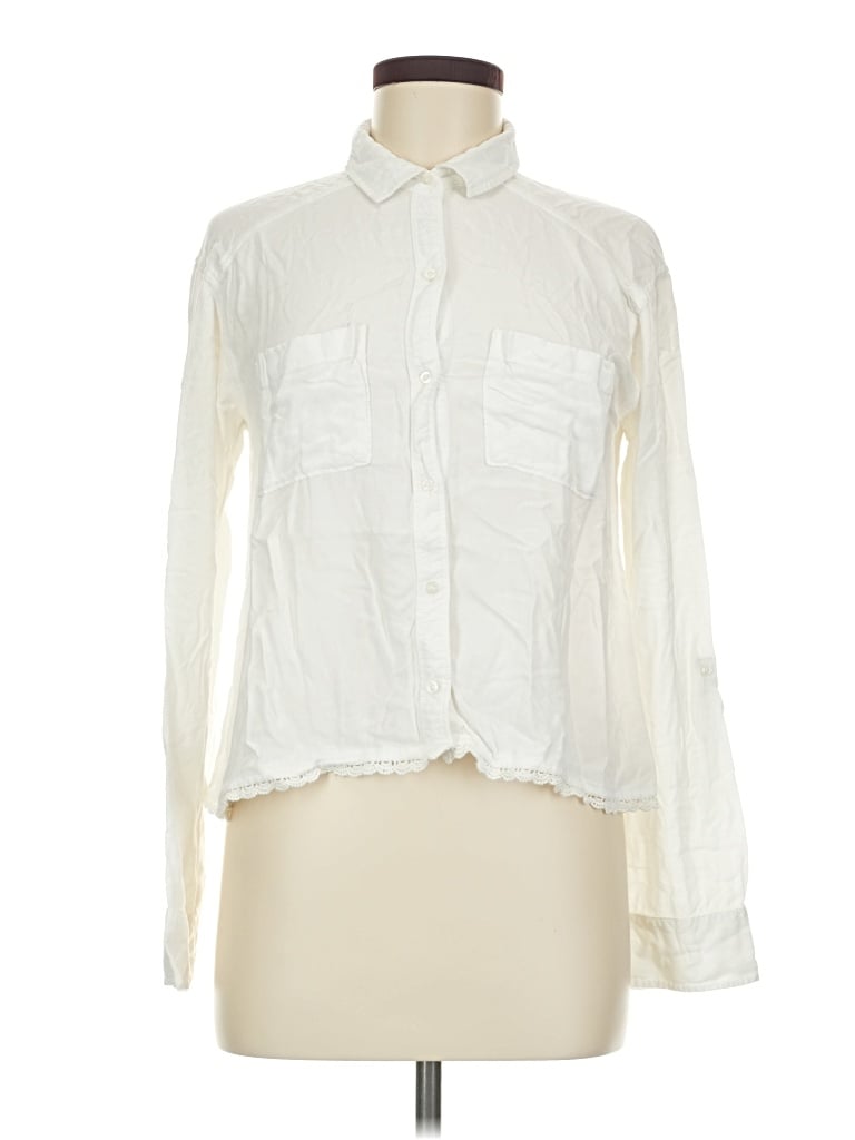 Pre-owned Hollister Long Sleeve Blouse In Ivory
