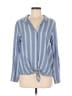 Krazy Kat 100% Cotton Stripes Blue Long Sleeve Blouse Size M - photo 1