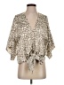 By Together Animal Print Tan 3/4 Sleeve Blouse Size S - photo 1