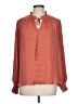 Calligraphie 100% Polyester Orange Long Sleeve Blouse Size L - photo 1