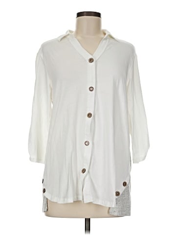 Neon Buddha 3/4 Sleeve Button-Down Shirt (view 1)