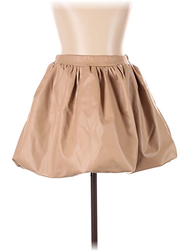 Klesis Faux Leather Skirt In Tan