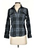 Flannel 100% Cotton Plaid Blue 3/4 Sleeve Button-Down Shirt Size XS (0) - photo 1