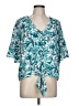 Lush Teal Short Sleeve Blouse Size L - photo 1
