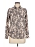 Piperlime 100% Silk Paisley Tan Long Sleeve Silk Top Size M - photo 1