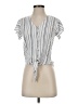 Sim & Sam 100% Rayon Stripes Gray Short Sleeve Blouse Size S - photo 1