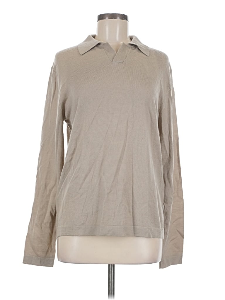 Pre-owned Banana Republic Long Sleeve Polo Shirt In Tan