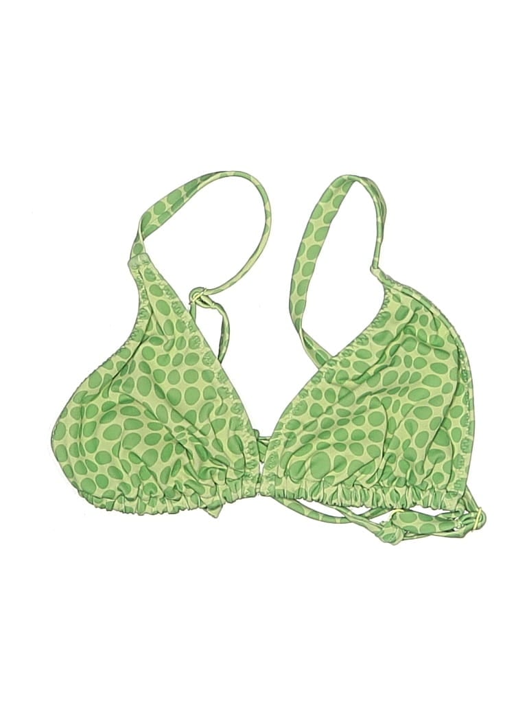 Pre-owned La Hearts Swimsuit Top Green Print Pattern Swimwear