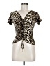 Free Kisses Animal Print Brown Short Sleeve Top Size M - photo 1