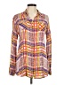 CAbi 100% Rayon Plaid Orange Long Sleeve Button-Down Shirt Size M - photo 1