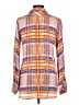CAbi 100% Rayon Plaid Orange Long Sleeve Button-Down Shirt Size M - photo 2