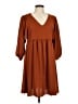 Everly 100% Polyester Solid Brown Casual Dress Size M - photo 1