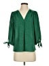 Olivia Grey 100% Polyester Green 3/4 Sleeve Blouse Size S - photo 1