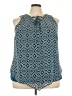 Lane Bryant 100% Polyester Print Teal Sleeveless Blouse Size 22 - 24 Plus - photo 1