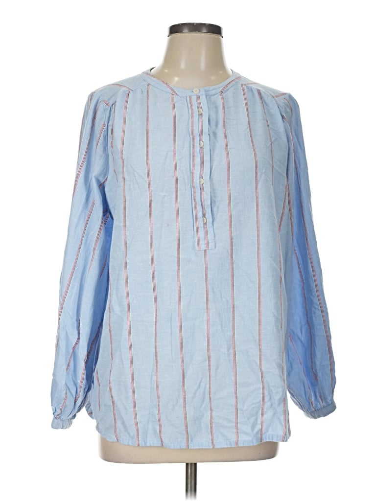 Pre-owned Fatface Long Sleeve Blouse In Blue