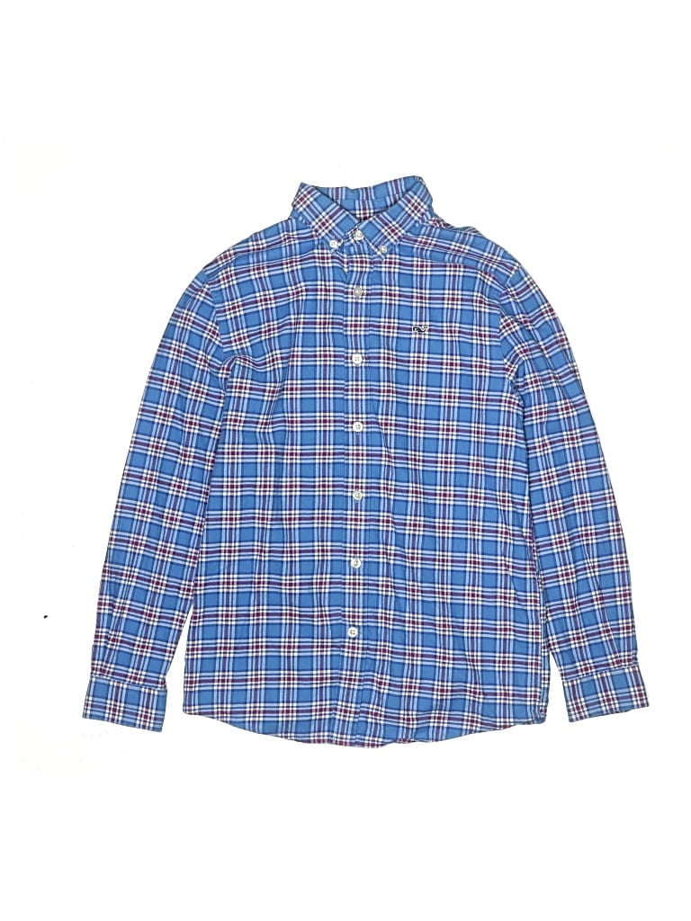 Pre-owned Vineyard Vines Kids' Long Sleeve Button Down Shirt In Blue