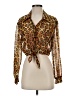 HOT STUFF Animal Print Brown Long Sleeve Blouse Size S (estimated) - photo 1