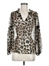 Banana Republic 100% Polyester Animal Print Silver Long Sleeve Blouse Size M - photo 1