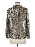 Banana Republic 100% Polyester Animal Print Silver Long Sleeve Blouse Size M - photo 2