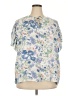 J by Joie 100% Polyester Floral Blue Short Sleeve Blouse Size 2X - photo 1