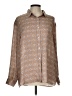 Kule 100% Silk Print Brown Long Sleeve Silk Top Size L - photo 1