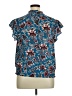 Unbranded 100% Polyester Floral Blue Short Sleeve Blouse Size XL - photo 2