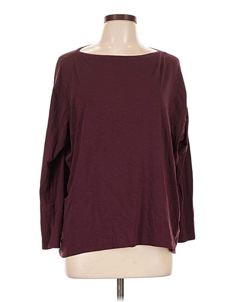 Pre-owned Lululemon Athletica 3/4 Sleeve T-shirt In Burgundy