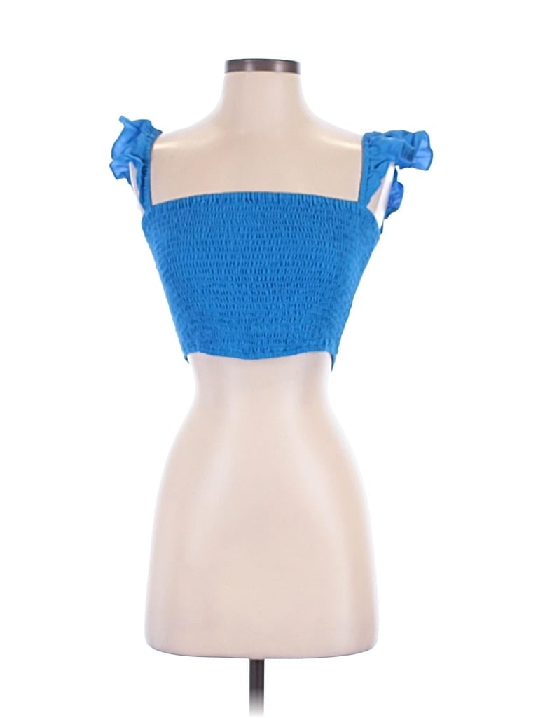 Pre-owned Lulus Sleeveless Top Blue Strapless Neckline Tops