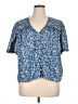 Gap 100% Polyester Blue Short Sleeve Blouse Size XL - photo 1