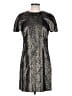 Michael Kors Collection Metallic Silver Black Cocktail Dress Size 10 - photo 1
