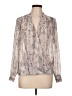 INC International Concepts 100% Polyester Animal Print Silver Long Sleeve Blouse Size 12 - photo 1