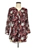 J for Justify 100% Polyester Floral Burgundy 3/4 Sleeve Blouse Size M - photo 1