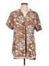Timeson 100% Polyester Floral Brown Short Sleeve Blouse Size L - photo 1