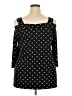Woman Within Polka Dots Black 3/4 Sleeve Top Size 18 (L) - photo 2