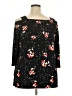 Woman Within Floral Black 3/4 Sleeve Top Size 18 (L) - photo 2