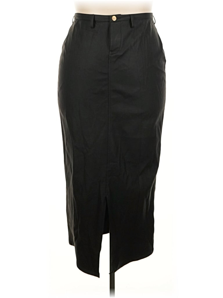 Pre-owned Assorted Brands Faux Leather Skirt In Black