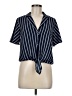 Monteau Stripes Blue Short Sleeve Blouse Size M - photo 1