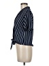 Monteau Stripes Blue Short Sleeve Blouse Size M - photo 5
