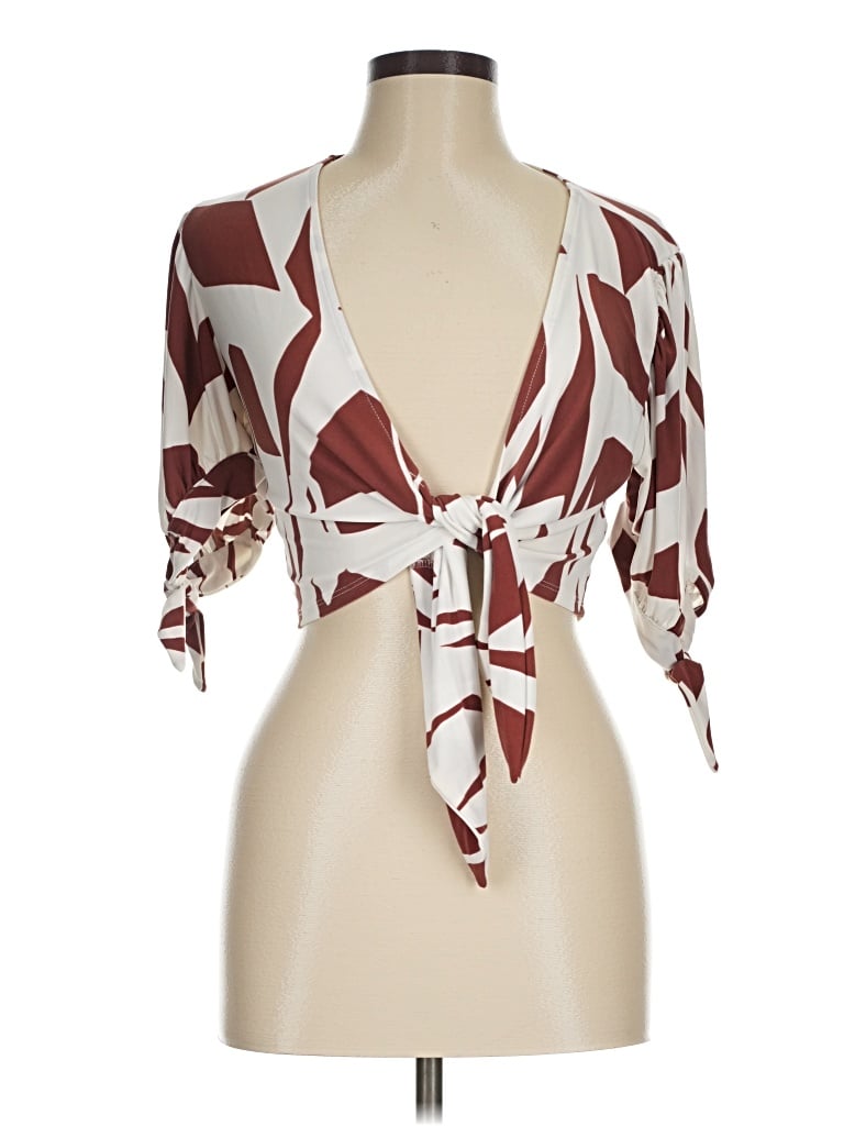 Pre-owned Express 3/4 Sleeve Blouse In Burgundy
