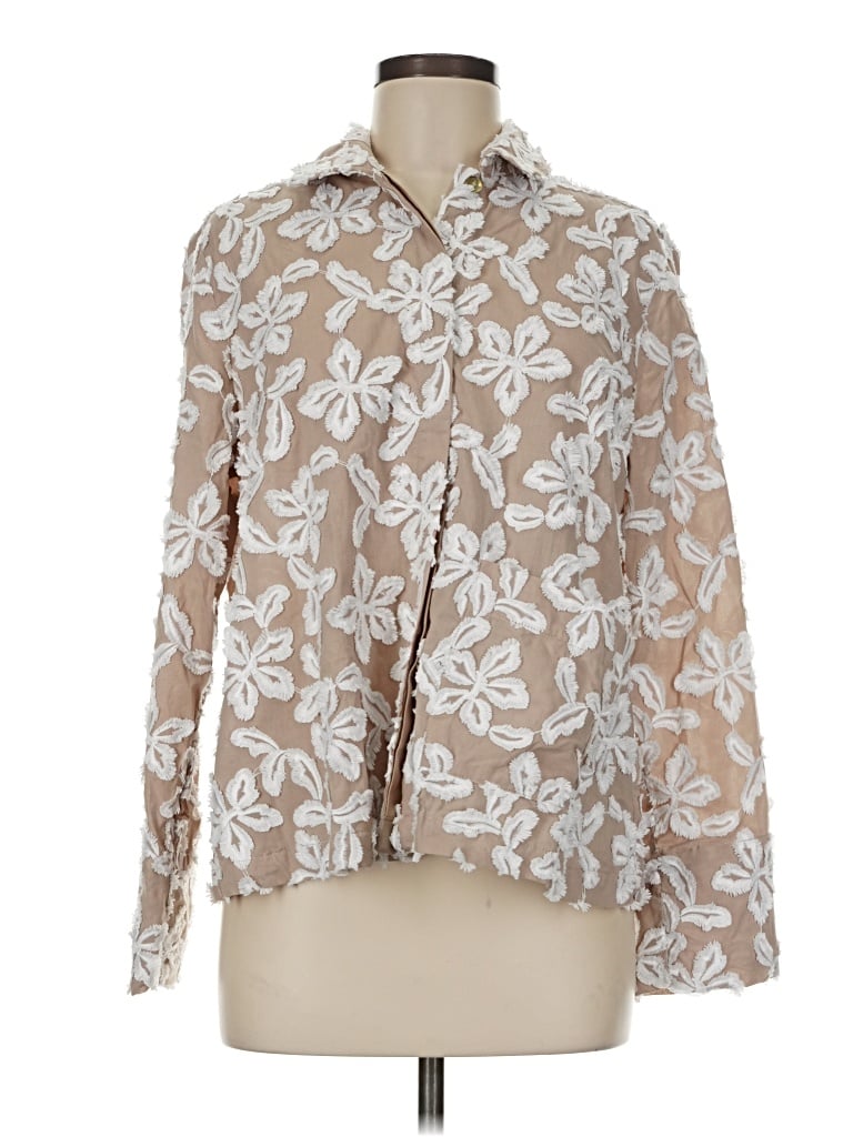 Pre-owned Assorted Brands Long Sleeve Blouse In Tan